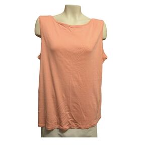 TALBOTS Pima‎ Cotton Bateau Neck Ribbed Tank Top Peach Size 1X